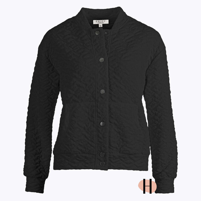 Bomber-Vestje met Knopen in Zwart