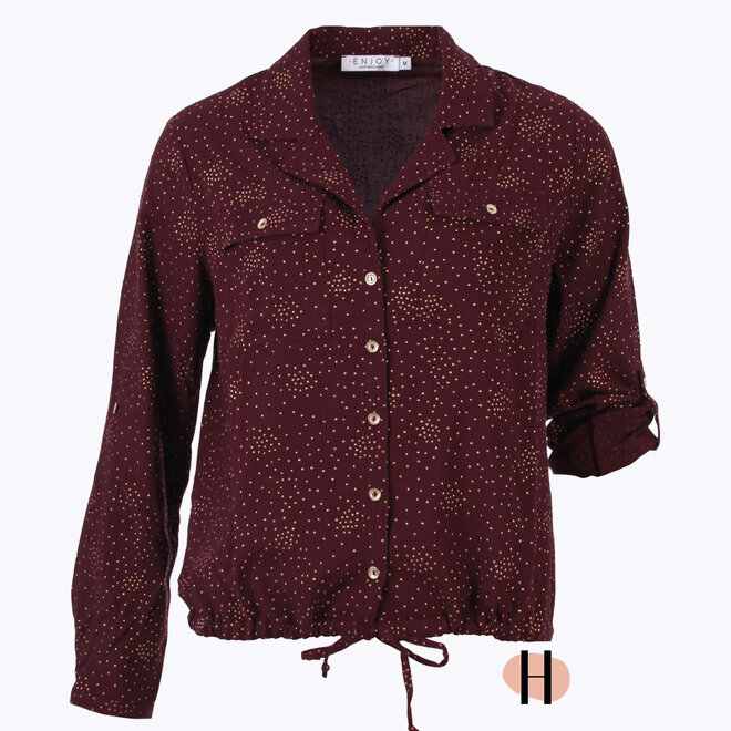 Blouson met Gouden Strass in Burgundy