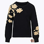 W25 248 Mulan Trui BLOEM FLATKNIT Zwart