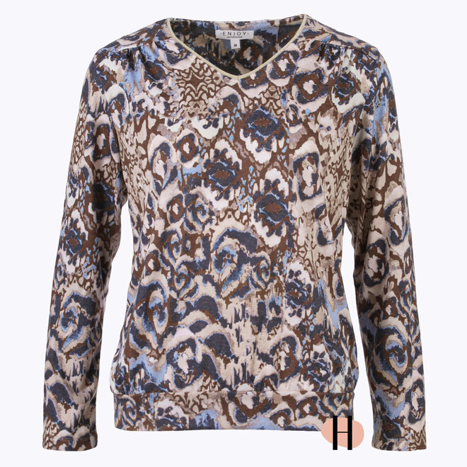 Blouson met Ikatprint Bruin en Blauw