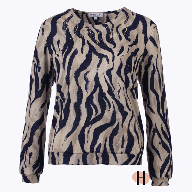 Blouson in Bruin/ Marine Dessin met Studs