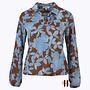 Blouson met Polokraag in met Bruin/ Blauwe Print