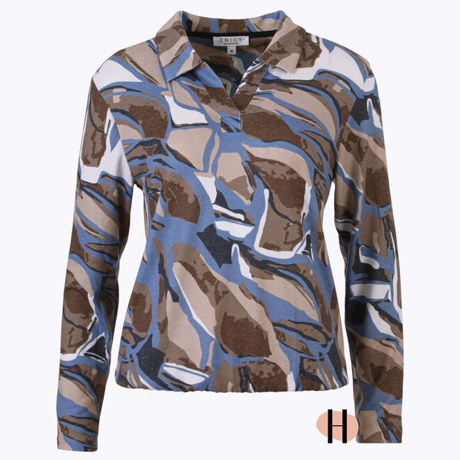 Blouson met Polokraag in Jeansblauw