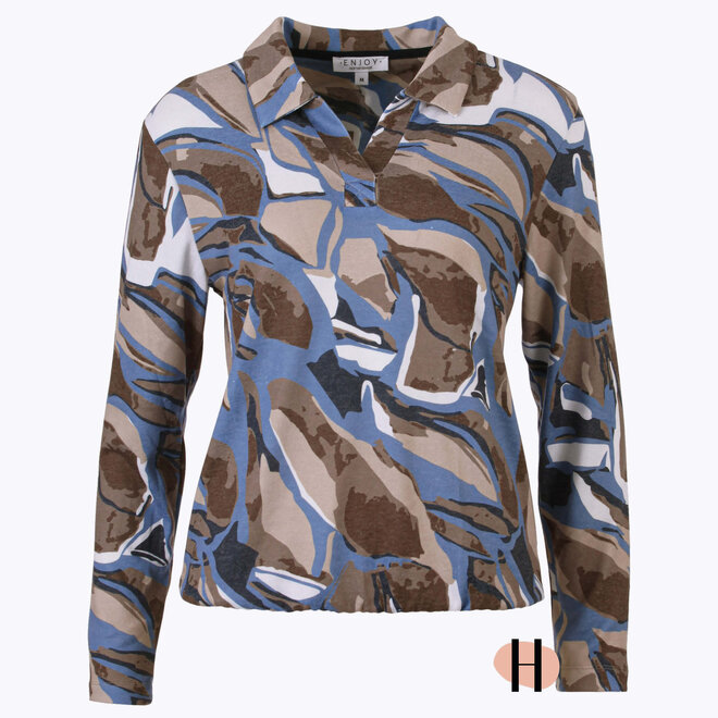 Blouson met Polokraag in Jeansblauw