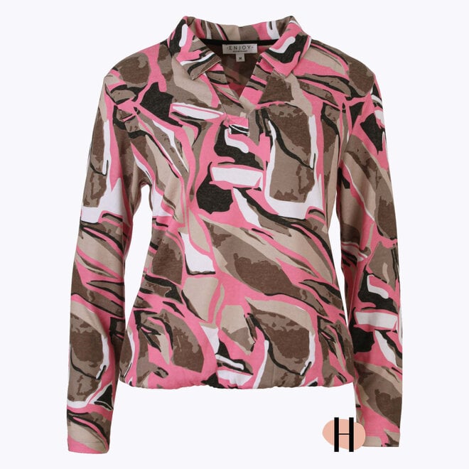 Blouson met Polokraag in Roze Dessin
