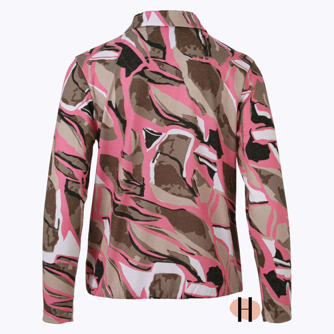 Blouson met Polokraag in Roze Dessin
