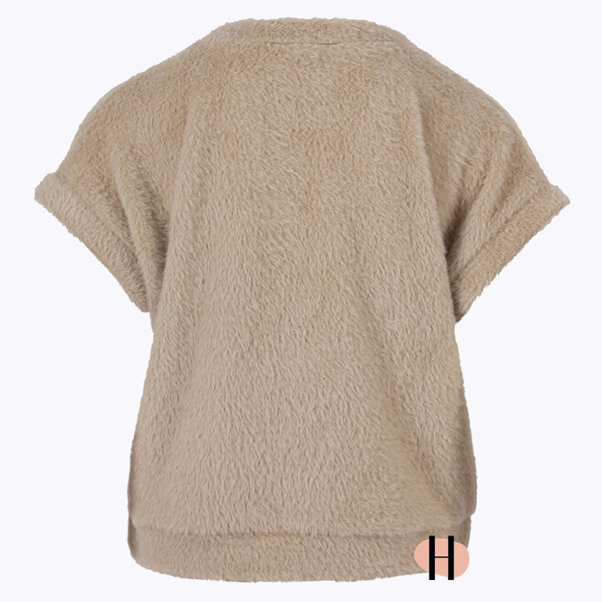 Gilet met Knopen in Fluffy Stof en V-Hals