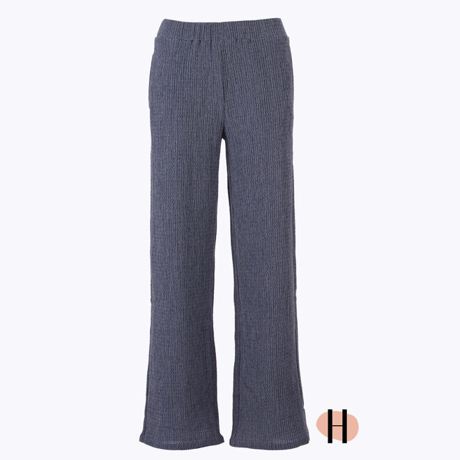 Crinkle Broek met Wide Leg in Denim Blauw
