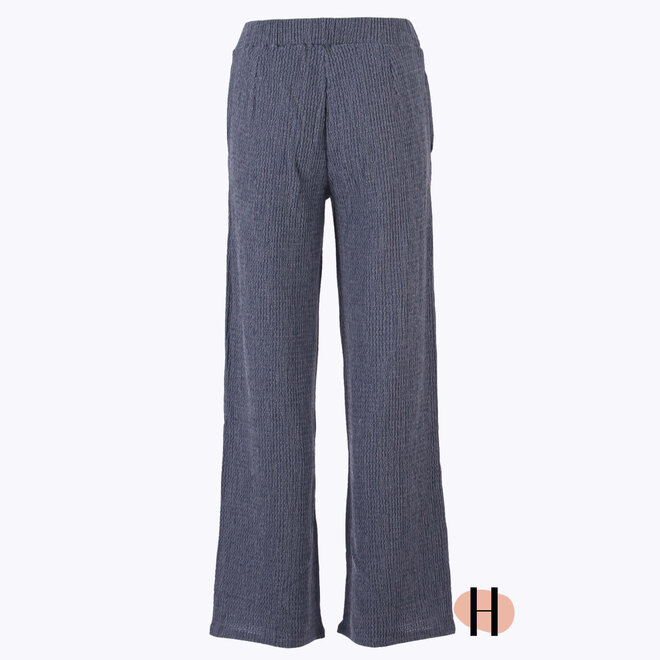 Crinkle Broek met Wide Leg in Denim Blauw