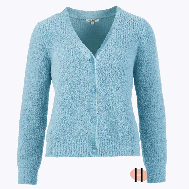 Fluffy Vestje met Knopen Lichtblauw