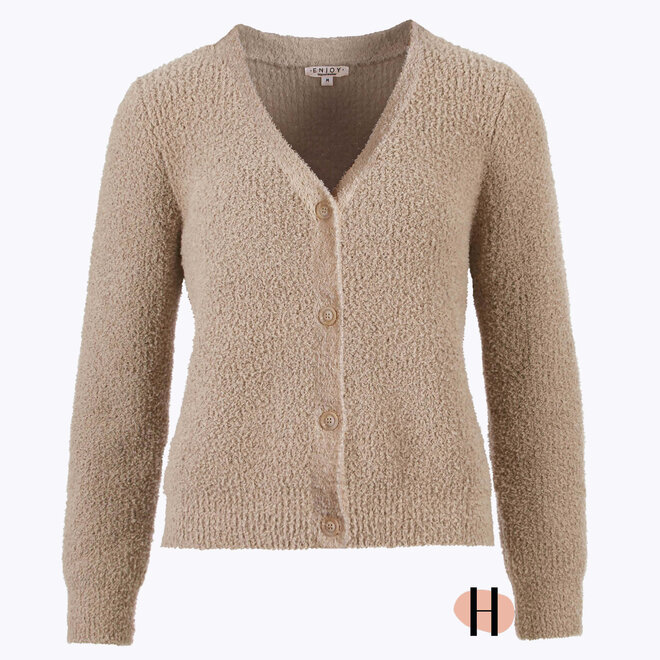 Fluffy Vestje met Knopen Zandbruin