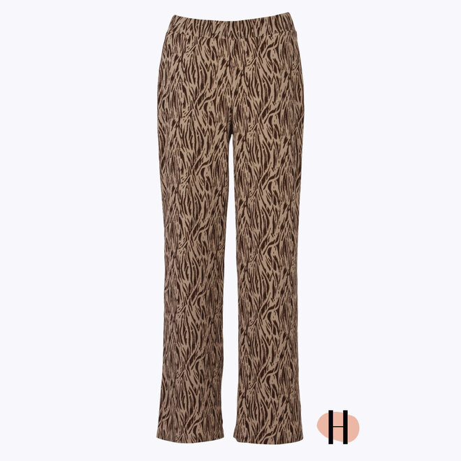 Printbroek van Crinkle Stof in Bruin