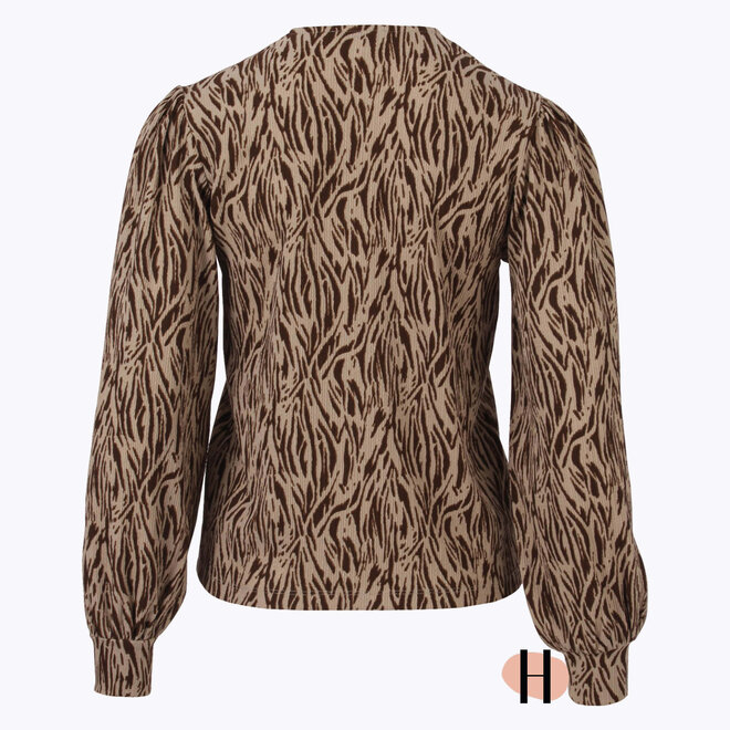Print Blouse van Crinkle Stof in Bruin
