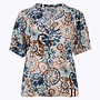 Doorknoop Blouson met Print in Blauw en Koper