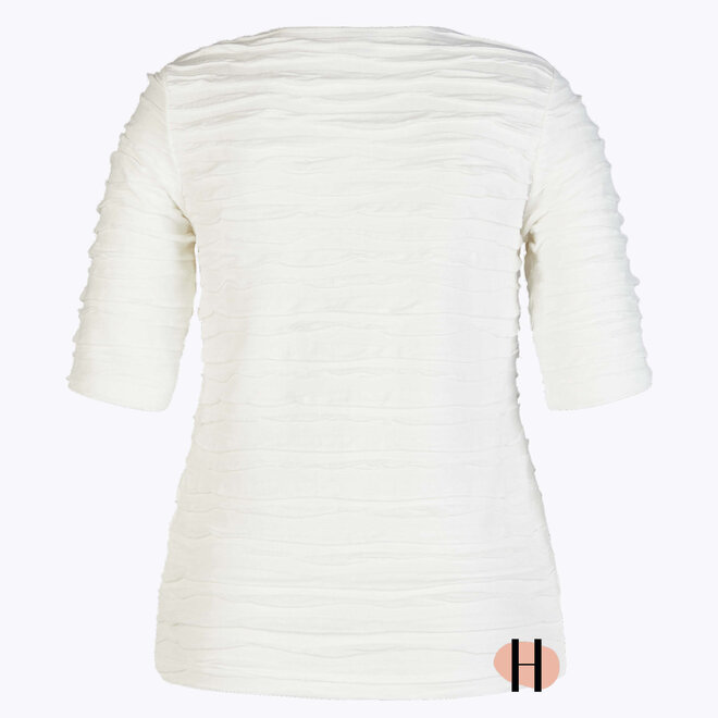 Shirt met Stroken in Wit