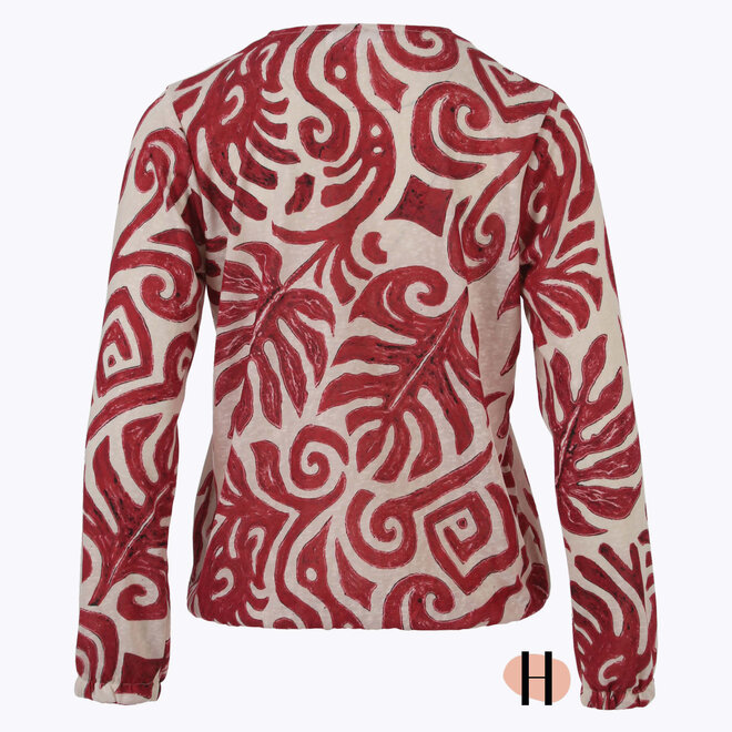 Blouson met Opvallend Dessin in Rood/ Off-White