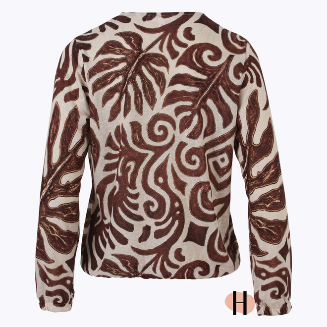 Blouson met Opvallend Dessin in Bruin/ Off-White