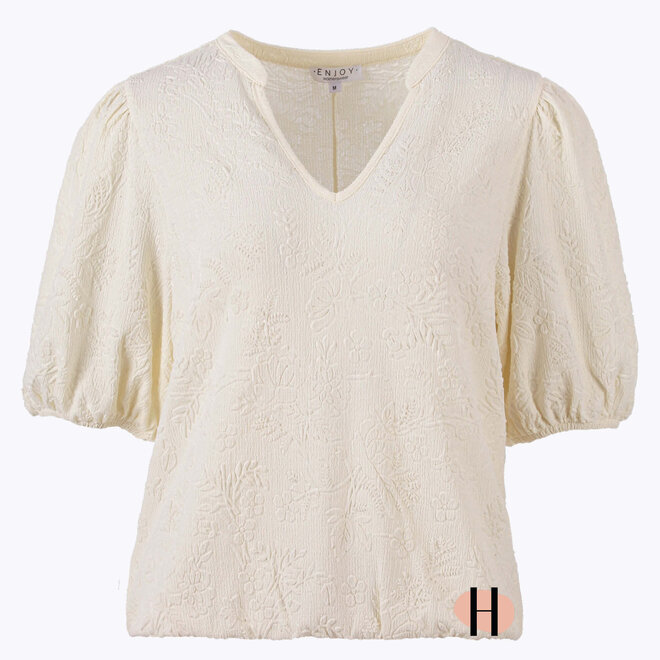 Blouson met Structuur van Bloemen in Ivoor