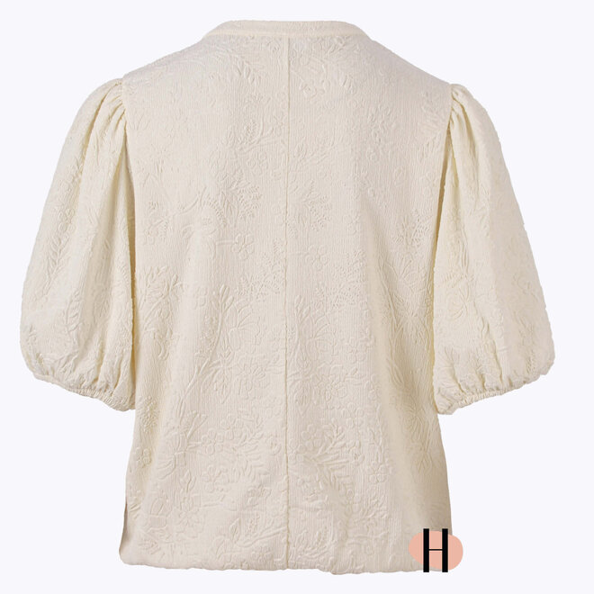 Blouson met Structuur van Bloemen in Ivoor