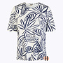 T-Shirt met Print van Bladeren in Marine/Ivoor