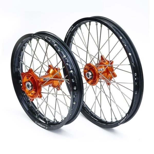 REX WHEELS - KTM 19-2,15 BLACK RIM/ORANGE HUB 25MM