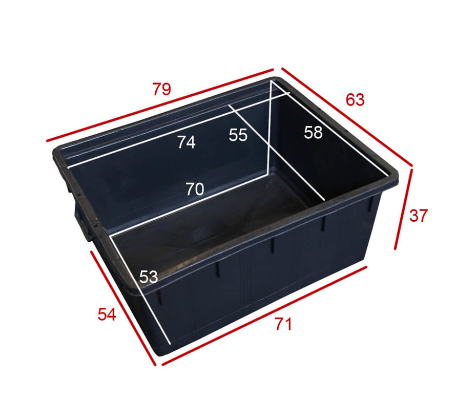Rechthoek kuip 150 liter - 80 x 63 x 38 cm