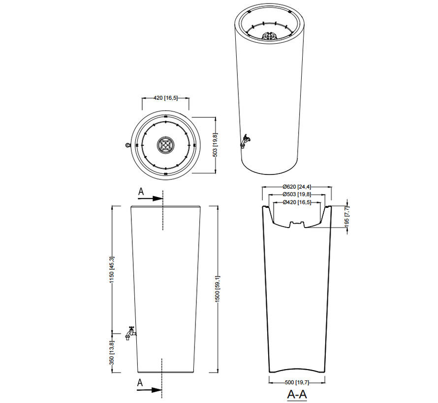 Regenton 2 in 1 - 350 Liter - Artic + Vulautomaat