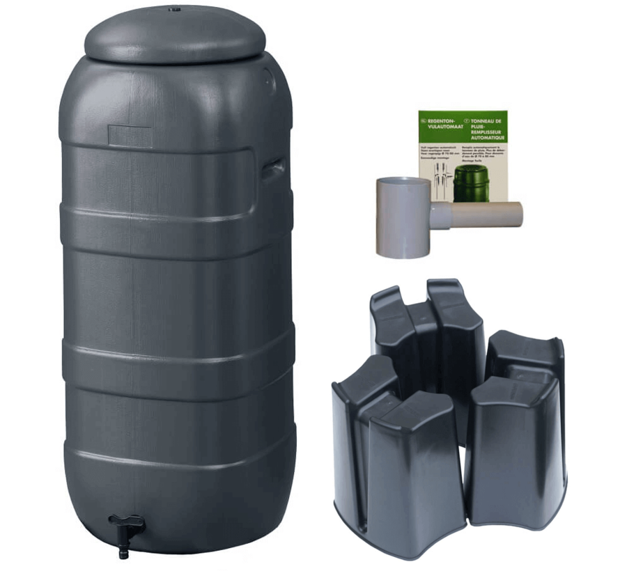 Regenton Rainsaver - Antraciet 100 L + Voet + Vulautomaat