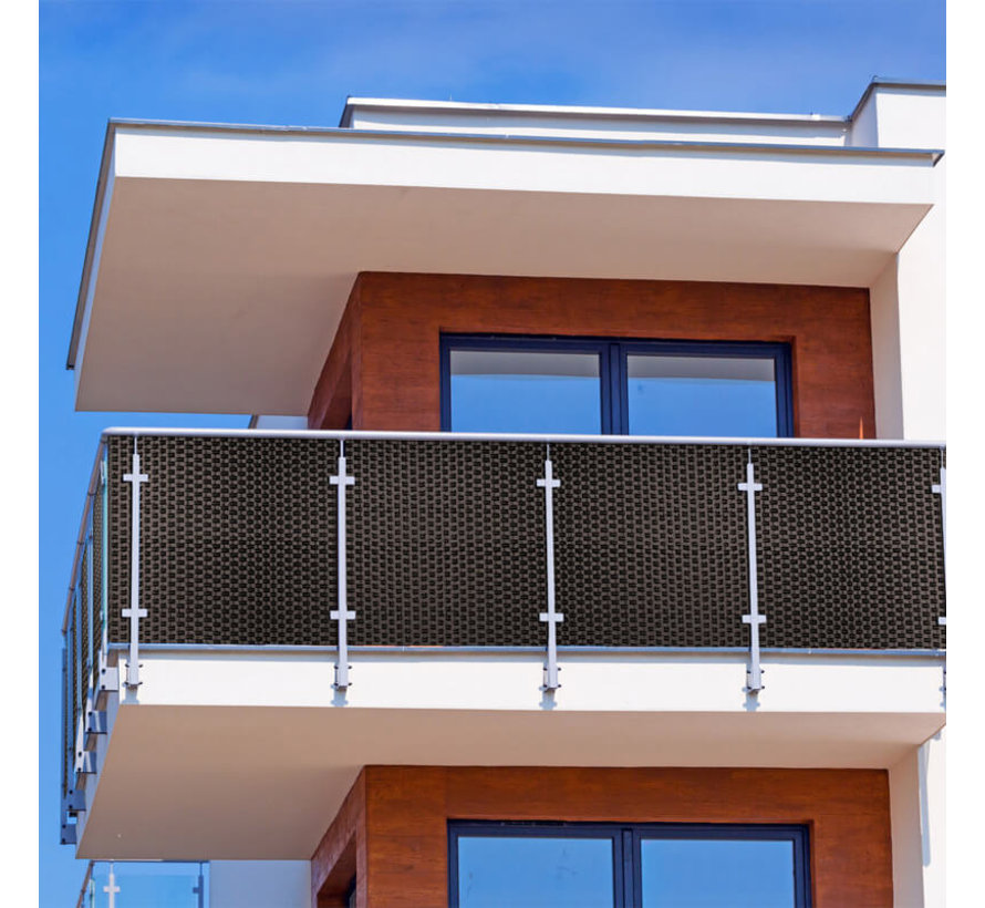 Balkonscherm Bruin & Zwart - 0,9 x 5 meter - PE - 4-seizoens