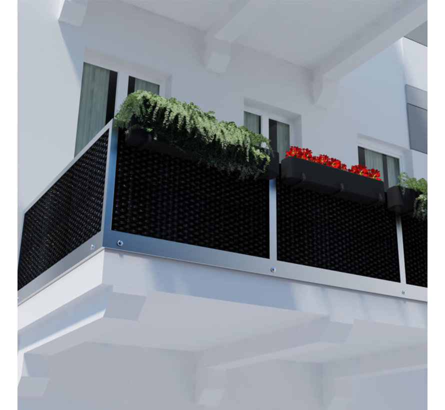 Balkonscherm Zwart - 0,9 x 5 meter - PE