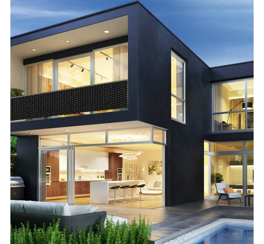 Balkonscherm Zwart - 0,9 x 5 meter - PE