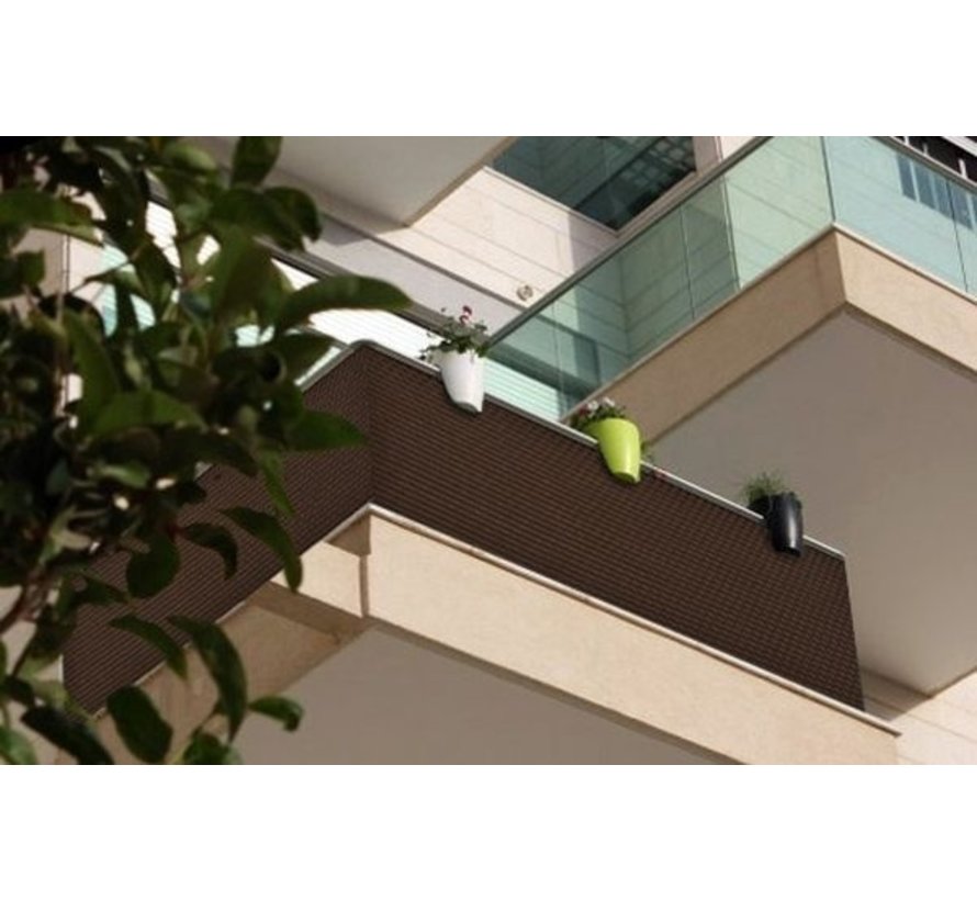 Balkonscherm Donkerbruin - 0,9 x 5 meter - PE