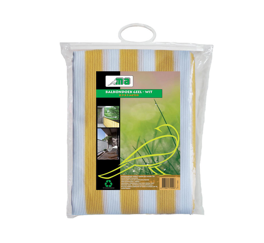 Balkondoek - Geel / Wit - 0,9 x 5 meter