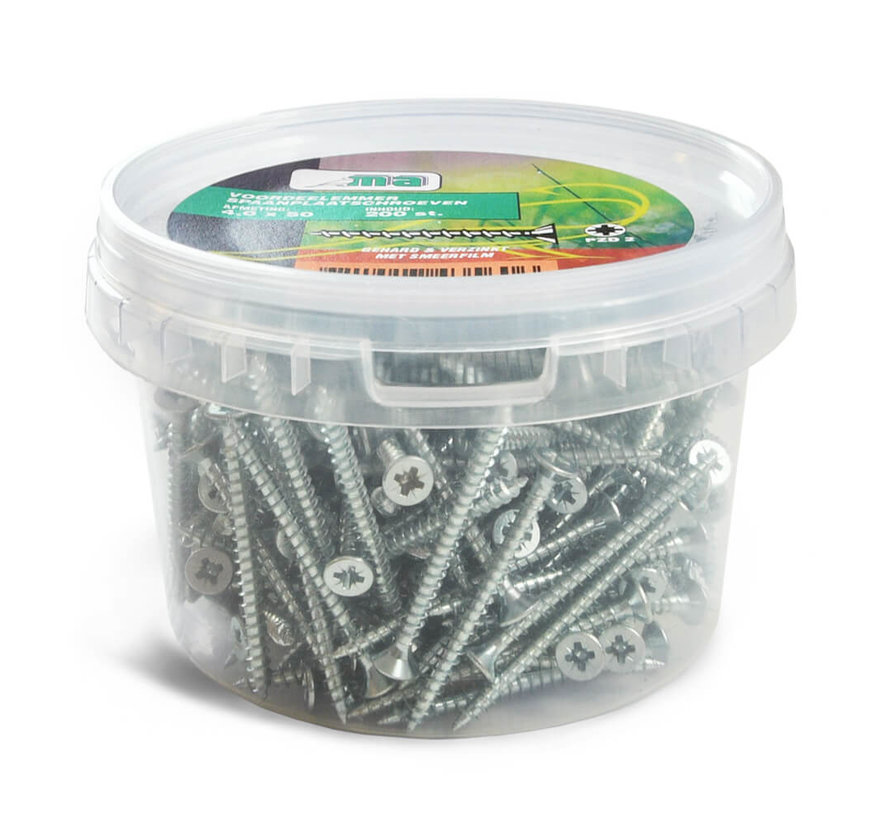 Spaanplaatschroeven Verzinkt 300 st. 4,0 x 30 mm