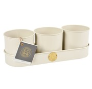 Burgon & Ball Kruidenpotjes - Rond op tray - Crème