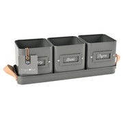 Burgon & Ball Kruidenpotjes - Vierkant op tray - Koolzwart