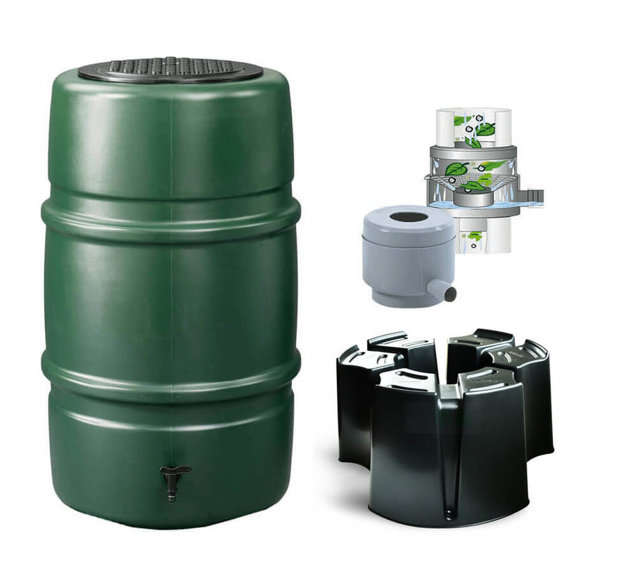Regentonset Harcostar - 227 L Groen + Voet + Vulautomaat & Afsluiter