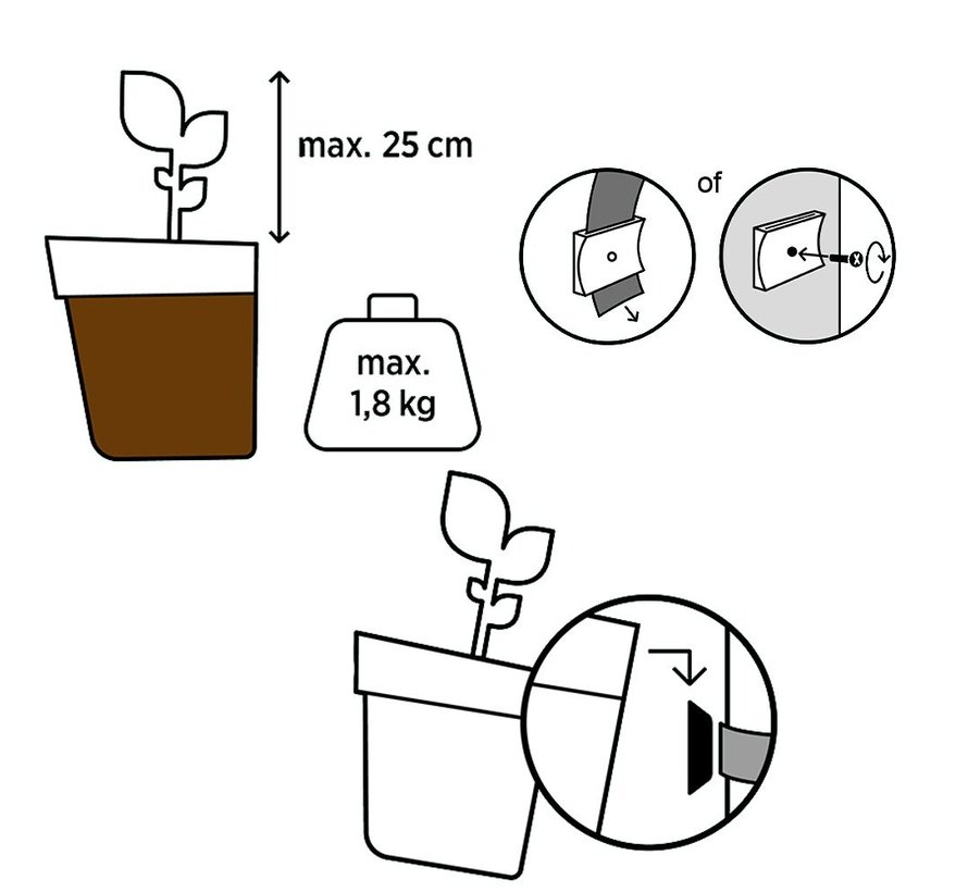Bloempot Conny - 16 cm - Antraciet