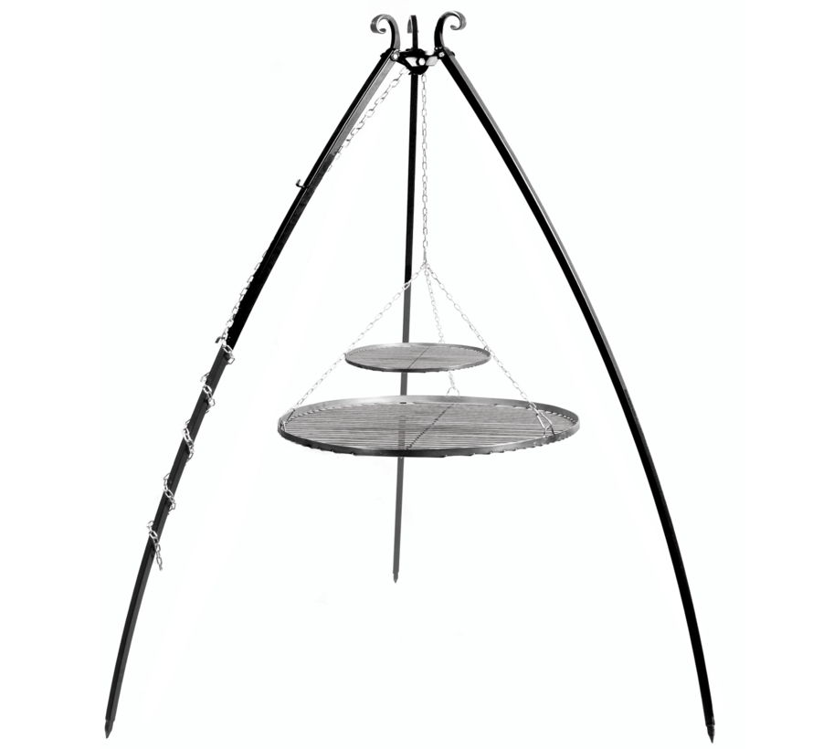 Driepoot Barbecue - 200 cm + Dubbel Stalen Grillrooster
