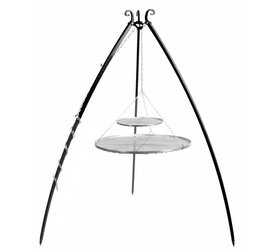 Driepoot Barbecue - 200 cm + Dubbel RVS Grillrooster