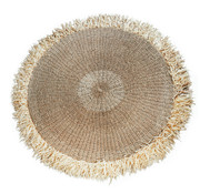 Bazar Bizar Raffia Fringed Vloerkleed - Naturel - 150 cm