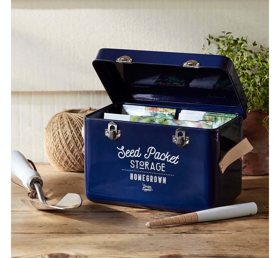Bewaarblik zaden - Metaal - Blauw