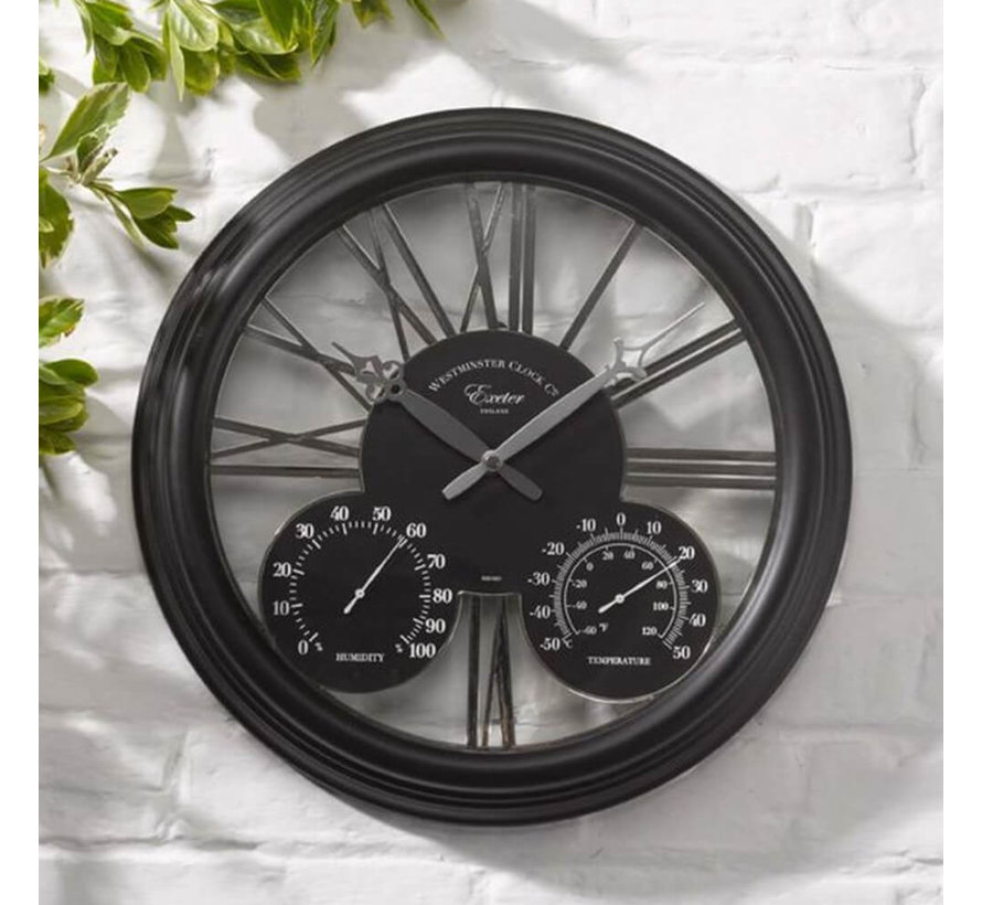 Tuinklok - Exeter 3 in 1 - 38 cm - Zwart