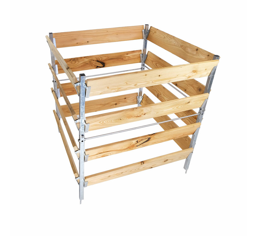 Compostbak Hout - Metaal - 90 x 90 x 90 cm