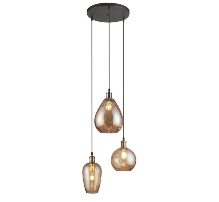 Hanglamp Verona - Design 3 lichts - Amber glas