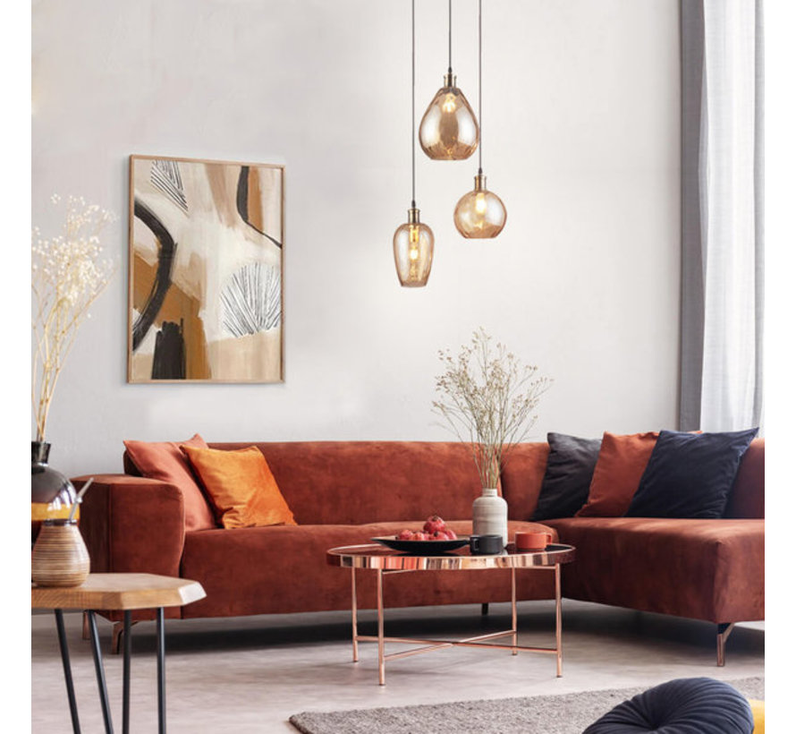 Hanglamp Verona - Design 3 lichts - Amber glas