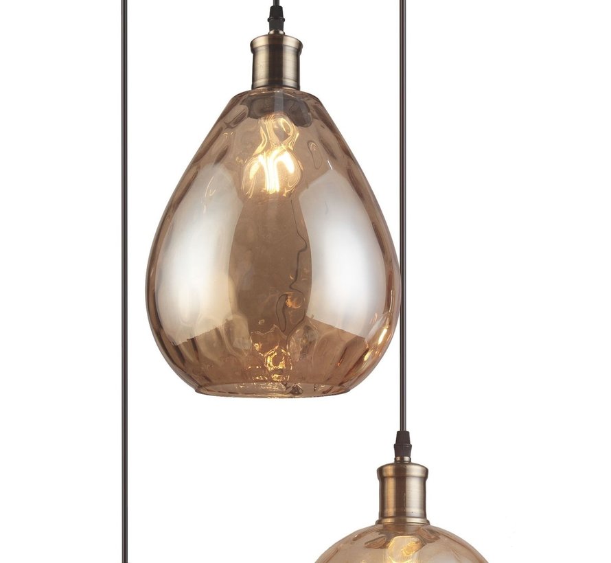 Hanglamp Verona - Design 3 lichts - Amber glas