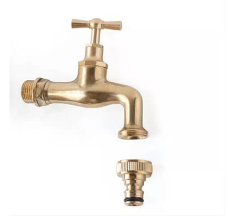 Tapkraan messing 3/4" + Snelkoppeling