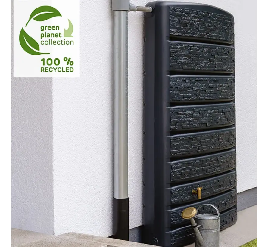 Regenton ExtraSlim - Stone Decor - 400 liter - Antraciet