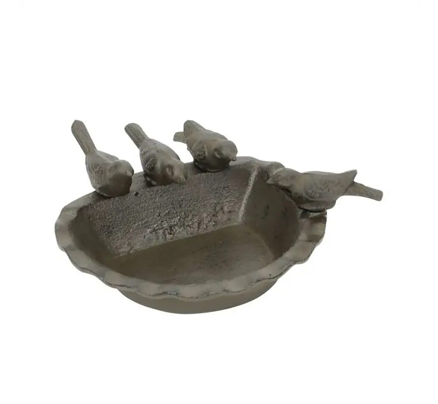 Vogelbad - 4 vogels - Bruin